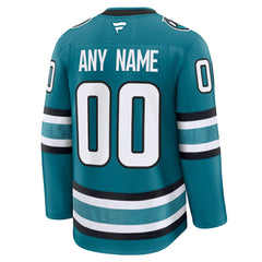 San Jose Sharks Fanatics Home Premium Custom Jersey - Teal - NHL