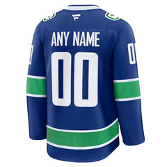 Vancouver Canucks Fanatics Home Premium Custom Jersey - Blue - NHL