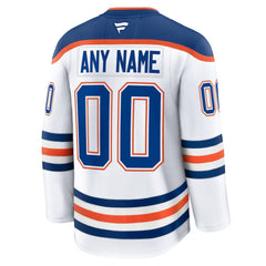 Edmonton Oilers Fanatics Away Premium Custom Jersey - White - NHL