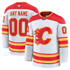 Calgary Flames Fanatics Away Premium Custom Jersey - White - NHL