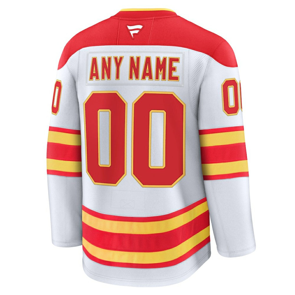 Calgary Flames Fanatics Away Premium Custom Jersey - White - NHL