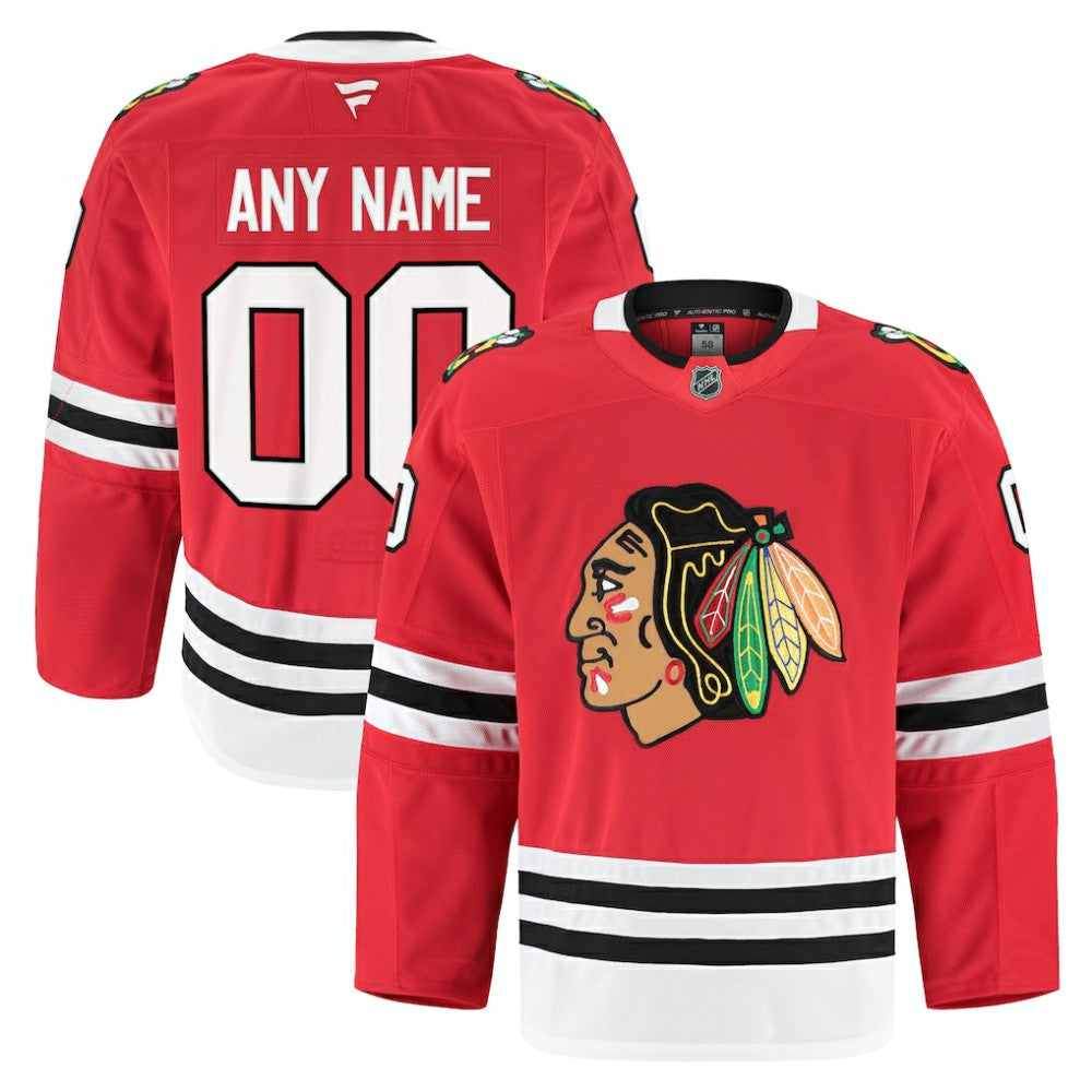 Chicago Blackhawks Fanatics Home Authentic Pro Custom Jersey - Red - NHL