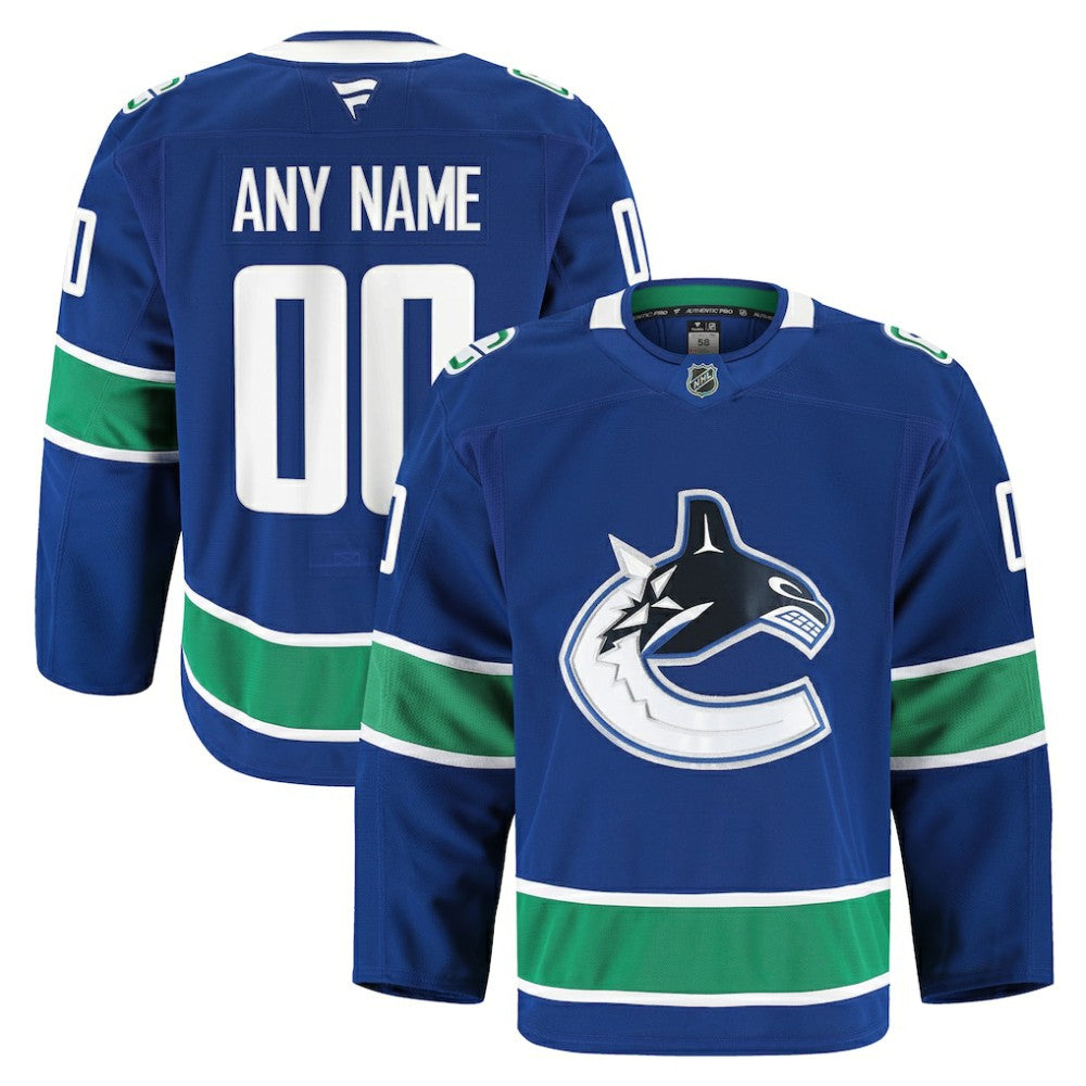 Vancouver Canucks Fanatics Home Authentic Pro Custom Jersey - Blue - NHL