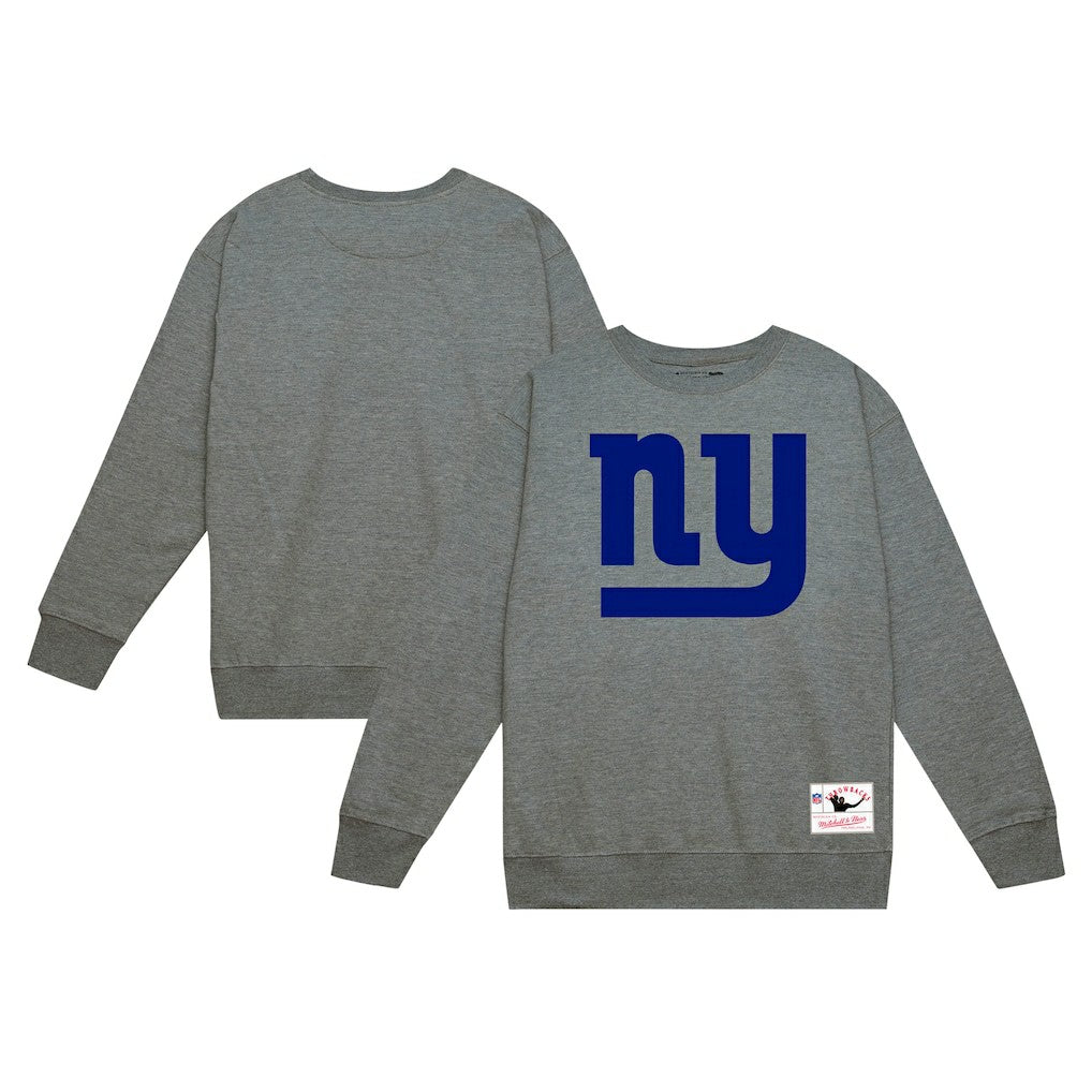 New York Giants Basic Fleece Pullover Sweatshirt Heather Gray | Mitchell & Ness