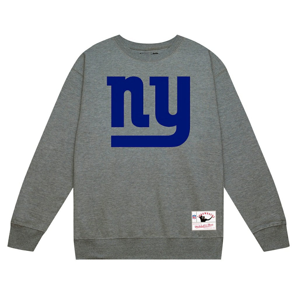 New York Giants Basic Fleece Pullover Sweatshirt Heather Gray | Mitchell & Ness