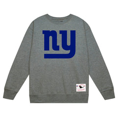 New York Giants Basic Fleece Pullover Sweatshirt Heather Gray | Mitchell & Ness