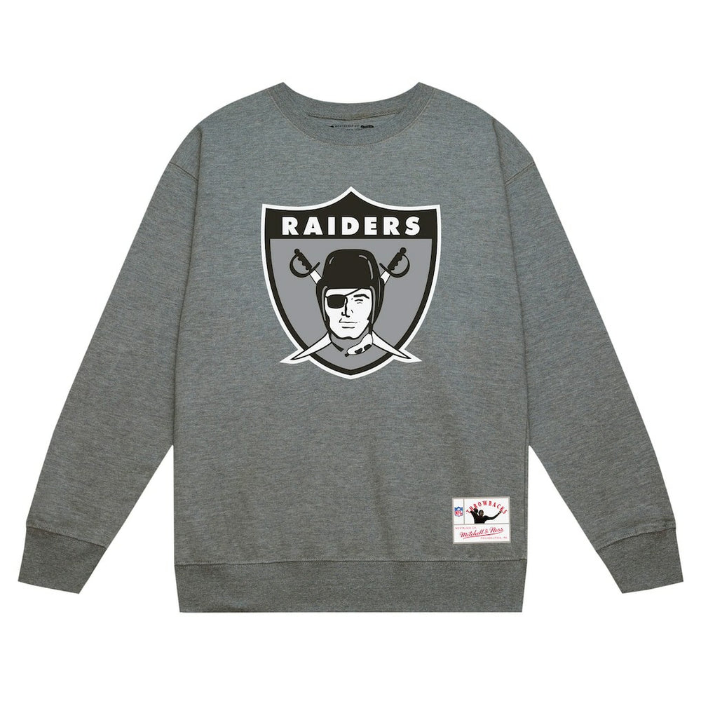 Las Vegas Raiders Basic Fleece Pullover Sweatshirt Heather Gray | Mitchell & Ness