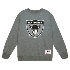 Las Vegas Raiders Basic Fleece Pullover Sweatshirt Heather Gray | Mitchell & Ness