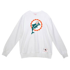 Miami Dolphins Basic Fleece Pullover Sweatshirt White | Mitchell & Ness