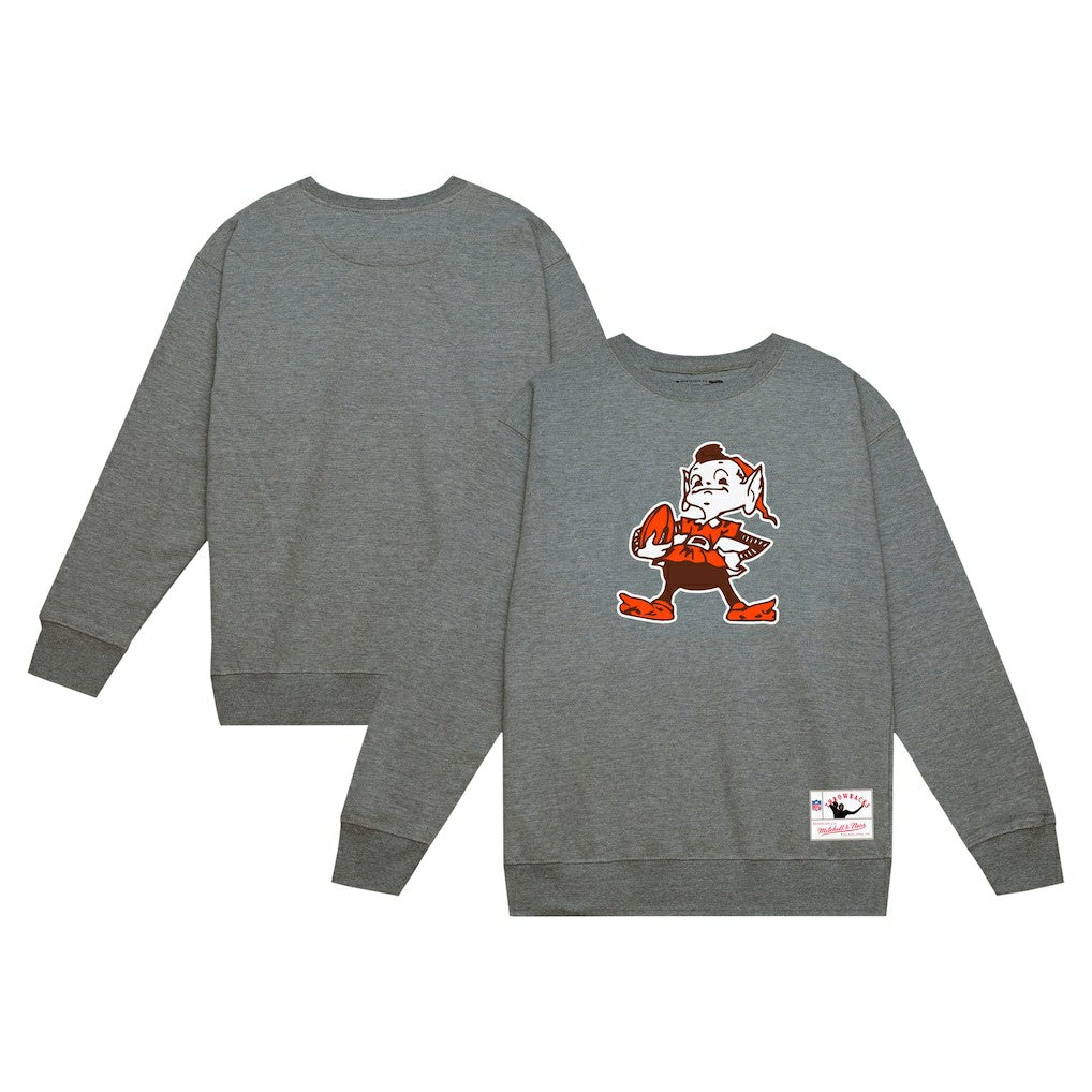 Cleveland Browns Basic Fleece Pullover Sweatshirt Heather Gray | Mitchell & Ness
