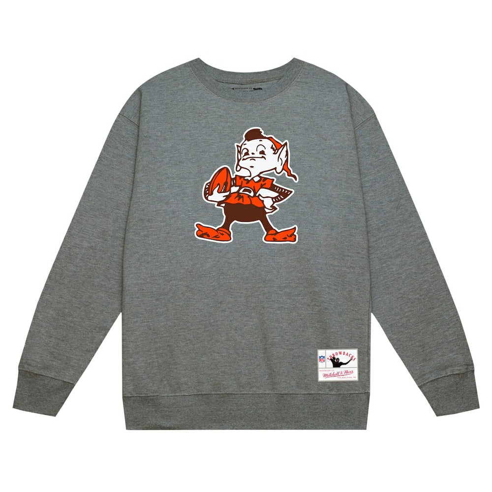 Cleveland Browns Basic Fleece Pullover Sweatshirt Heather Gray | Mitchell & Ness