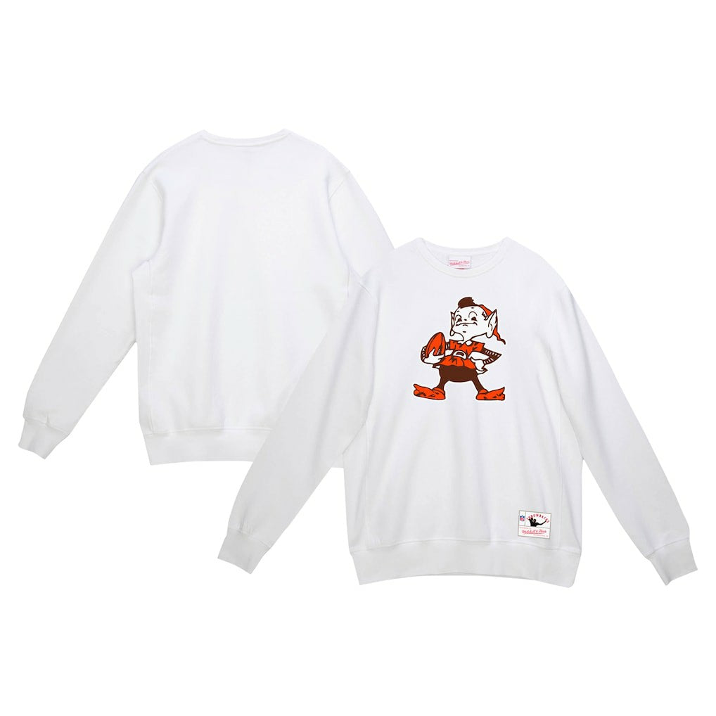 Cleveland Browns Basic Fleece Pullover Sweatshirt White | Mitchell & Ness