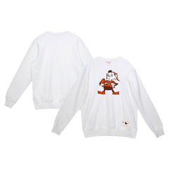 Cleveland Browns Basic Fleece Pullover Sweatshirt White | Mitchell & Ness