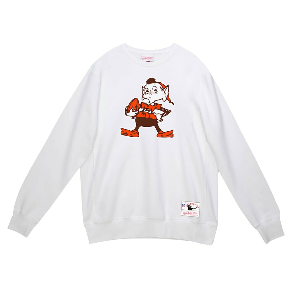 Cleveland Browns Basic Fleece Pullover Sweatshirt White | Mitchell & Ness