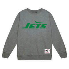 New York Jets Basic Fleece Pullover Sweatshirt Heather Gray | Mitchell & Ness