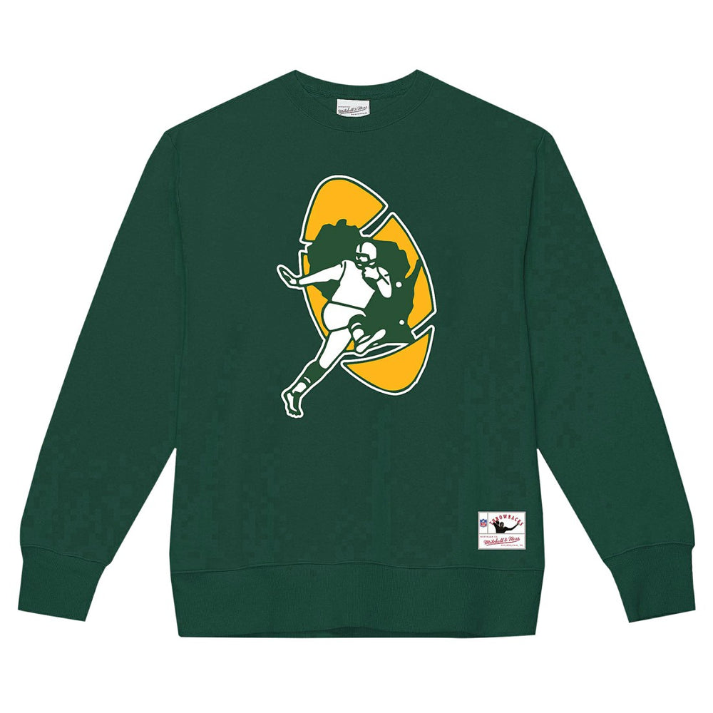 Green Bay Packers Basic Fleece Pullover Sweatshirt Dark Green | Mitchell & Ness