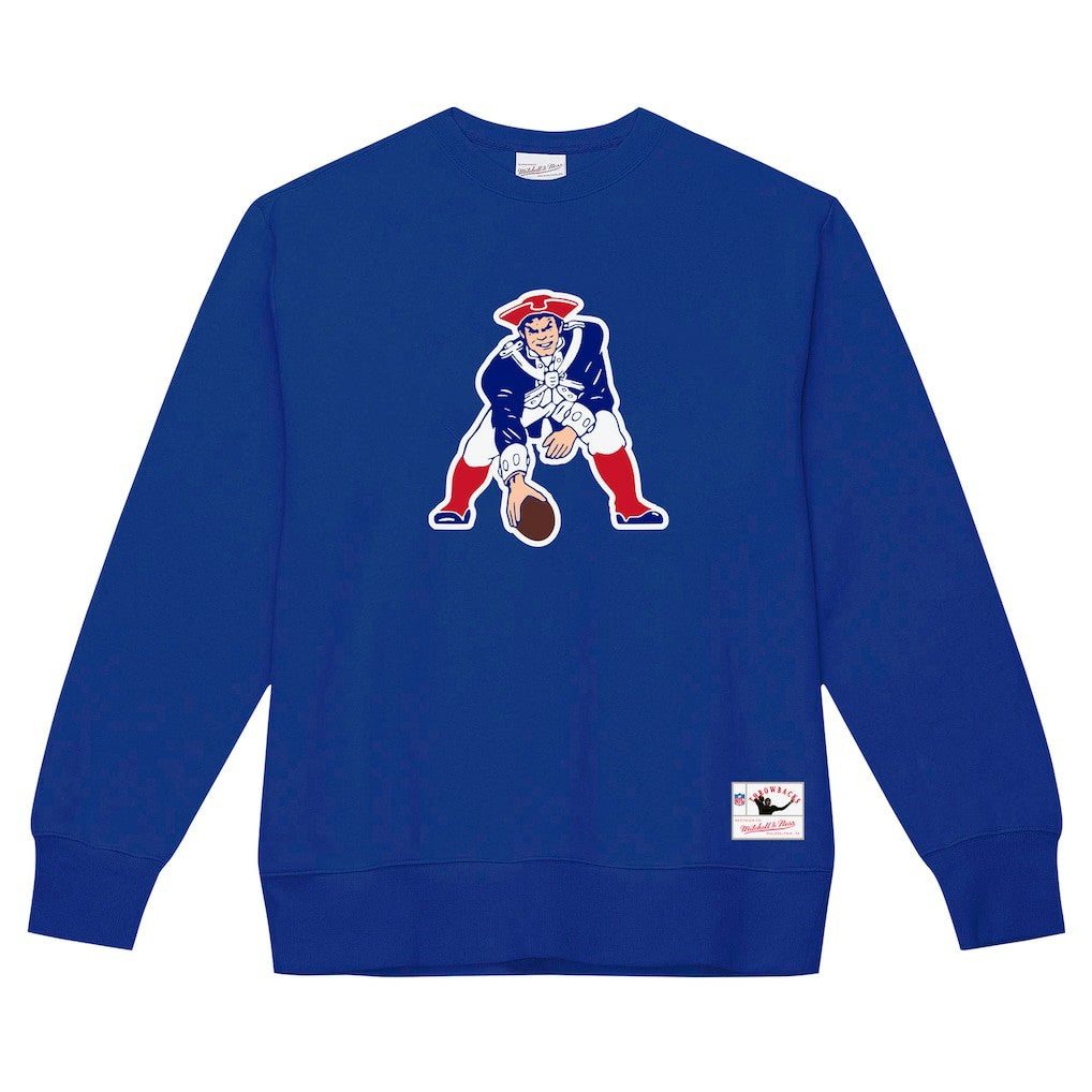 New England Patriots Basic Fleece Pullover Sweatshirt Navy | Mitchell & Ness