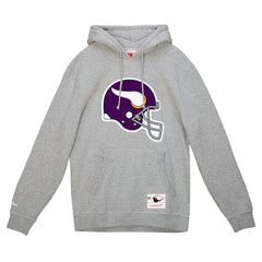 Minnesota Vikings Helmet Logo Vintage Pullover Hoodie Heather Gray | Mitchell & Ness