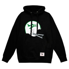 New York Jets Helmet Logo Vintage Pullover Hoodie Black | Mitchell & Ness