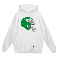 Philadelphia Eagles Helmet Logo Vintage Pullover Hoodie White | Mitchell & Ness