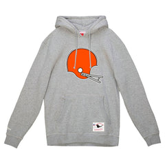 Cleveland Browns Helmet Logo Vintage Pullover Hoodie Heather Gray | Mitchell & Ness