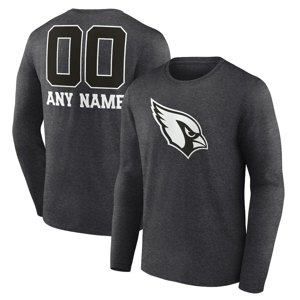 Arizona Cardinals Personalized Name & Number Monochrome Long Sleeve T-Shirt Charcoal | NFL