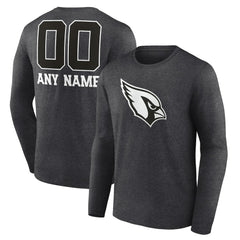 Arizona Cardinals Personalized Name & Number Monochrome Long Sleeve T-Shirt Charcoal | NFL