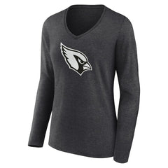 Arizona Cardinals Women's Personalized Name & Number Monochrome V-neck T-Shirt Charcoal | NFL