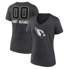 Arizona Cardinals Women's Personalized Name & Number Monochrome V-Neck Long Sleeve T-Shirt Charcoal | NFL