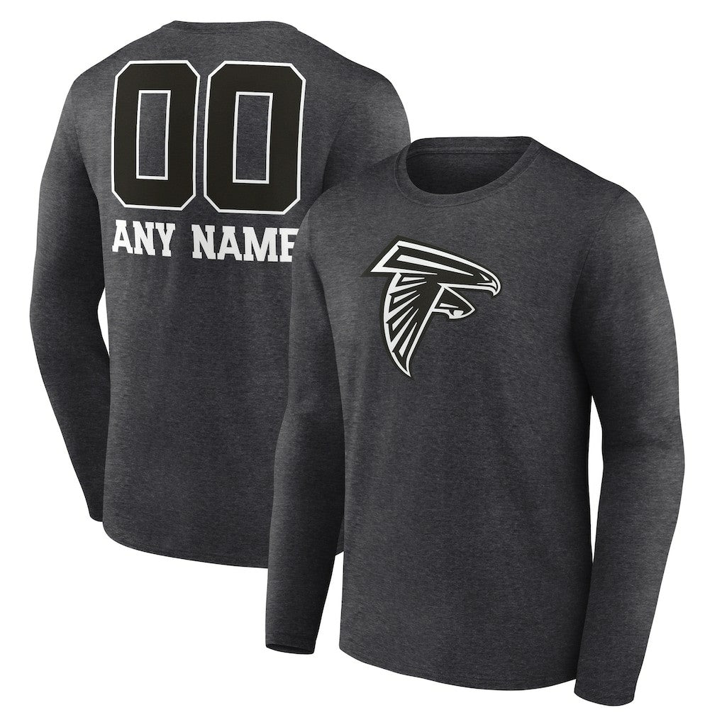 Atlanta Falcons Personalized Name & Number Monochrome Long Sleeve T-Shirt Charcoal | NFL
