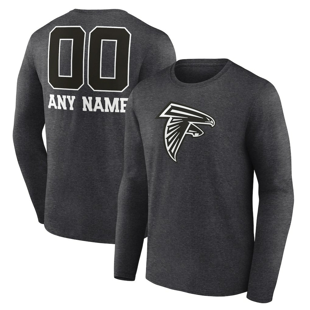 Atlanta Falcons Personalized Name & Number Monochrome Long Sleeve T-Shirt Charcoal | NFL