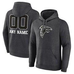 Atlanta Falcons Personalized Name & Number Monochrome Pullover Hoodie Charcoal | NFL