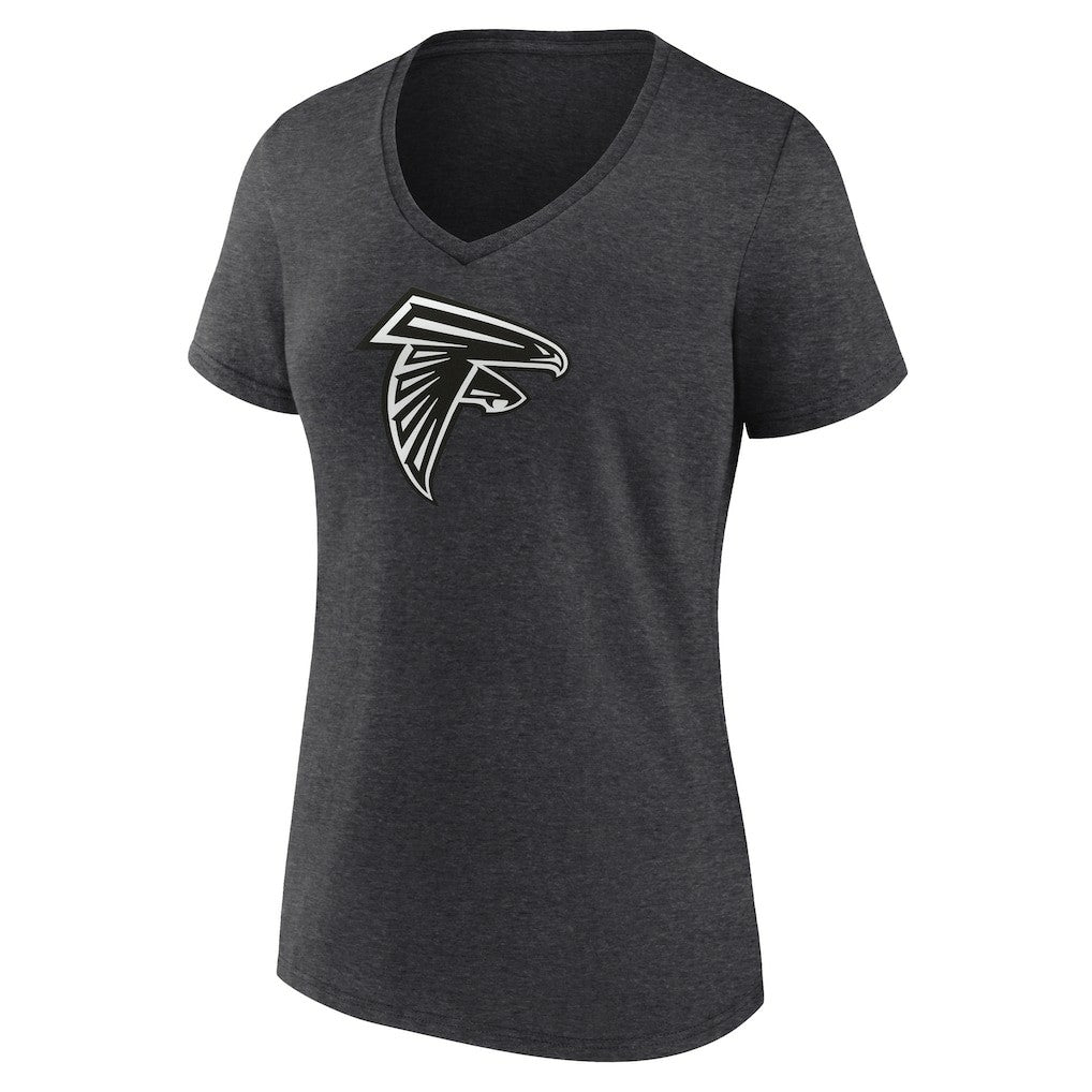 Atlanta Falcons Women's Personalized Name & Number Monochrome V-Neck Long Sleeve T-Shirt Charcoal | NFL