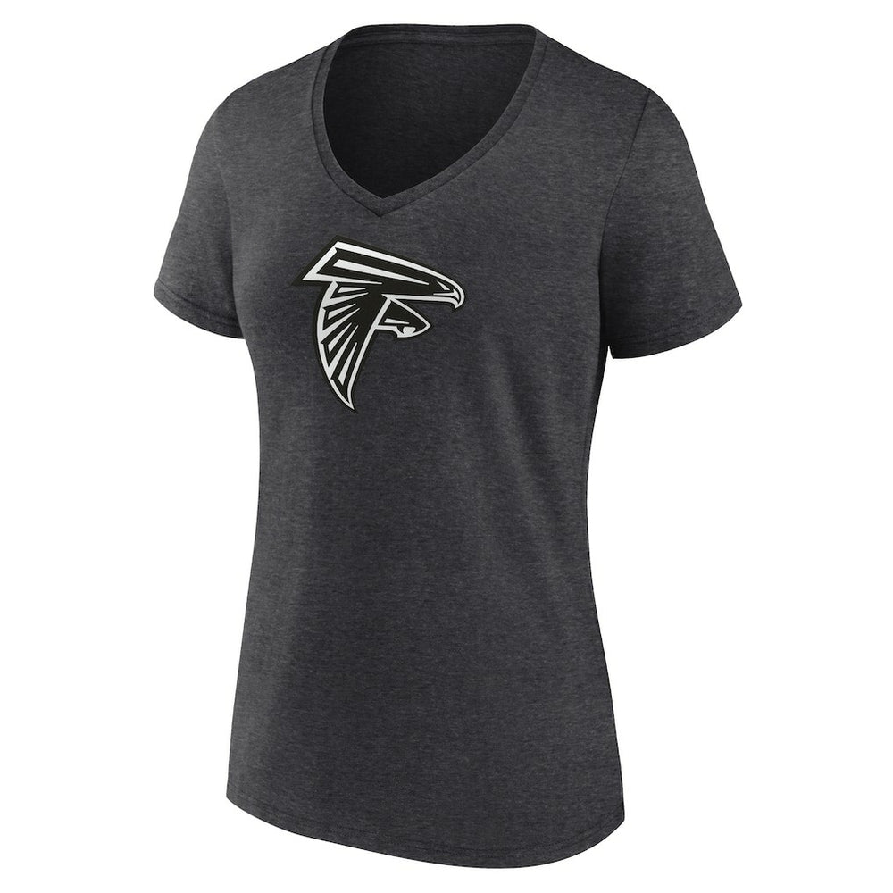 Atlanta Falcons Women's Personalized Name & Number Monochrome V-Neck Long Sleeve T-Shirt Charcoal | NFL