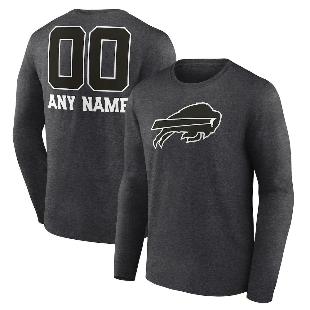 Buffalo Bills Personalized Name & Number Monochrome Long Sleeve T-Shirt Charcoal | NFL