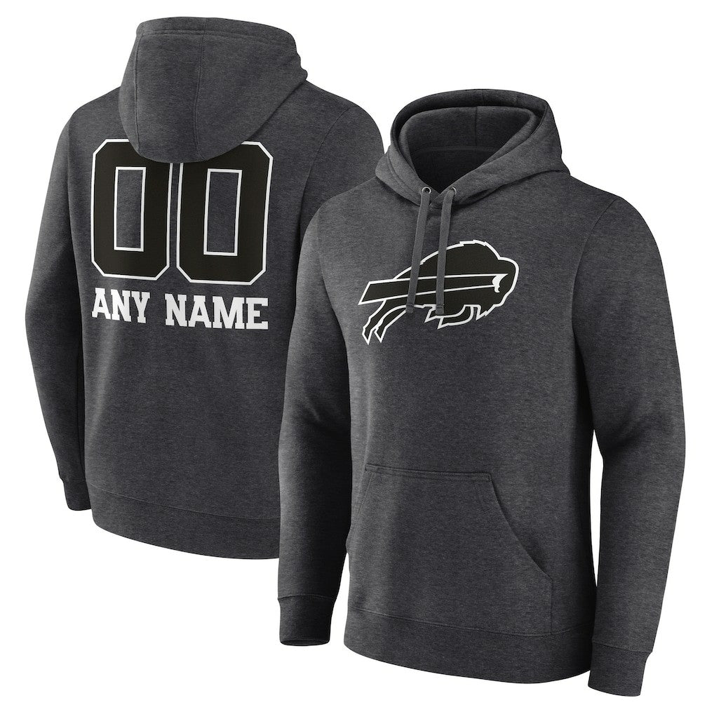 Buffalo Bills Personalized Name & Number Monochrome Pullover Hoodie Charcoal | NFL