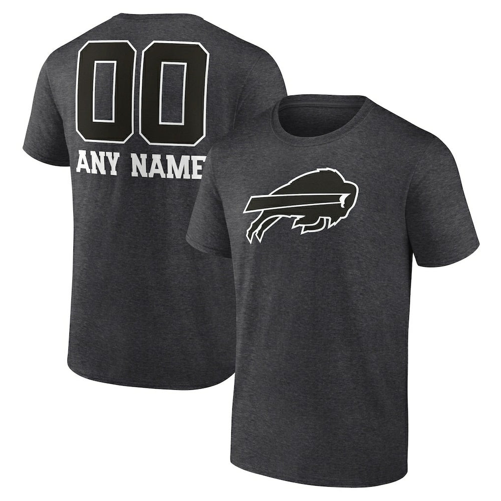 Buffalo Bills Personalized Name & Number Monochrome T-Shirt Charcoal | NFL