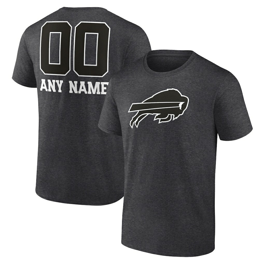 Buffalo Bills Personalized Name & Number Monochrome T-Shirt Charcoal | NFL