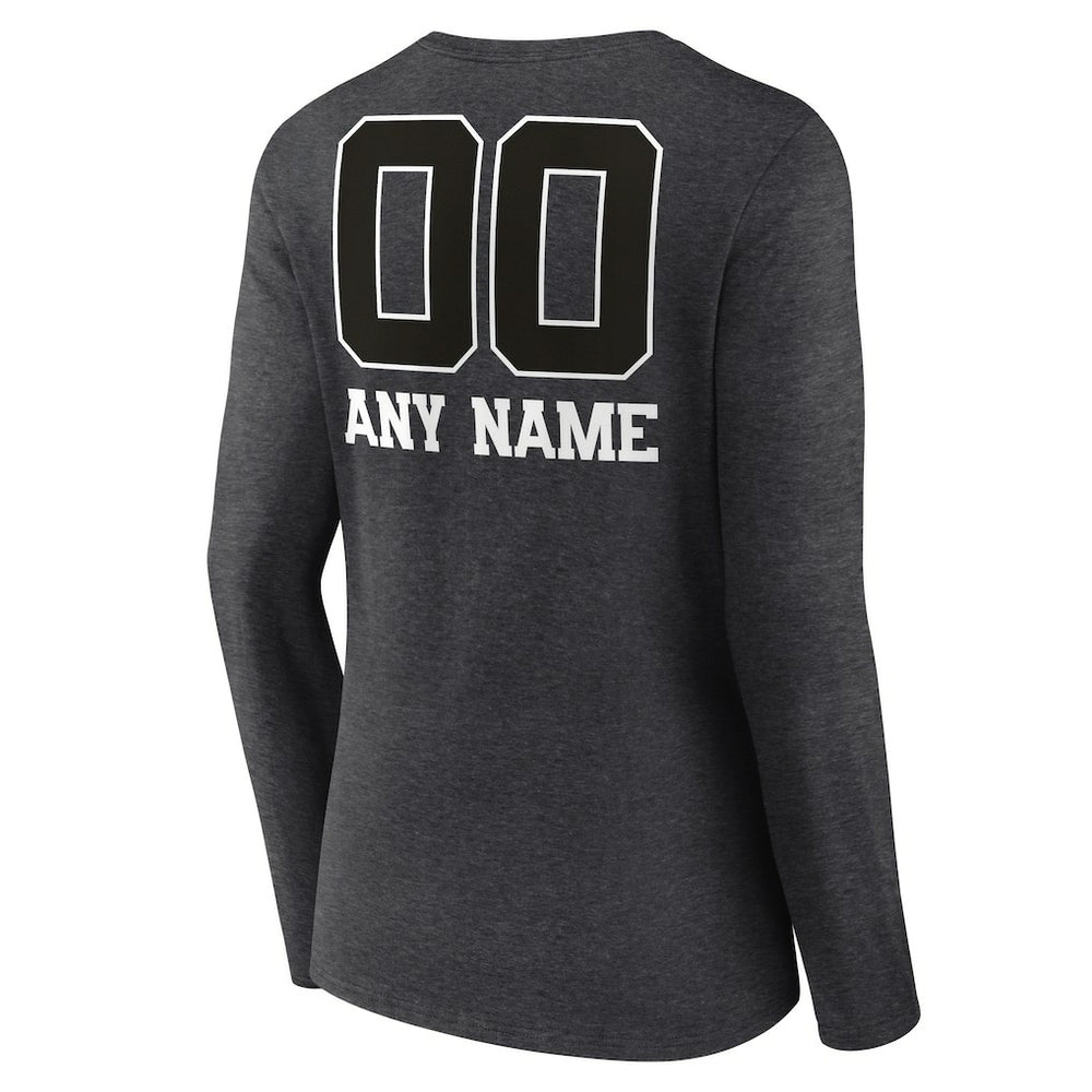 Buffalo Bills Women's Personalized Name & Number Monochrome V-neck T-Shirt Charcoal | NFL