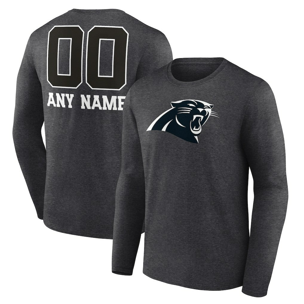 Carolina Panthers Personalized Name & Number Monochrome Long Sleeve T-Shirt Charcoal | NFL