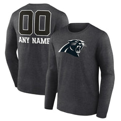 Carolina Panthers Personalized Name & Number Monochrome Long Sleeve T-Shirt Charcoal | NFL