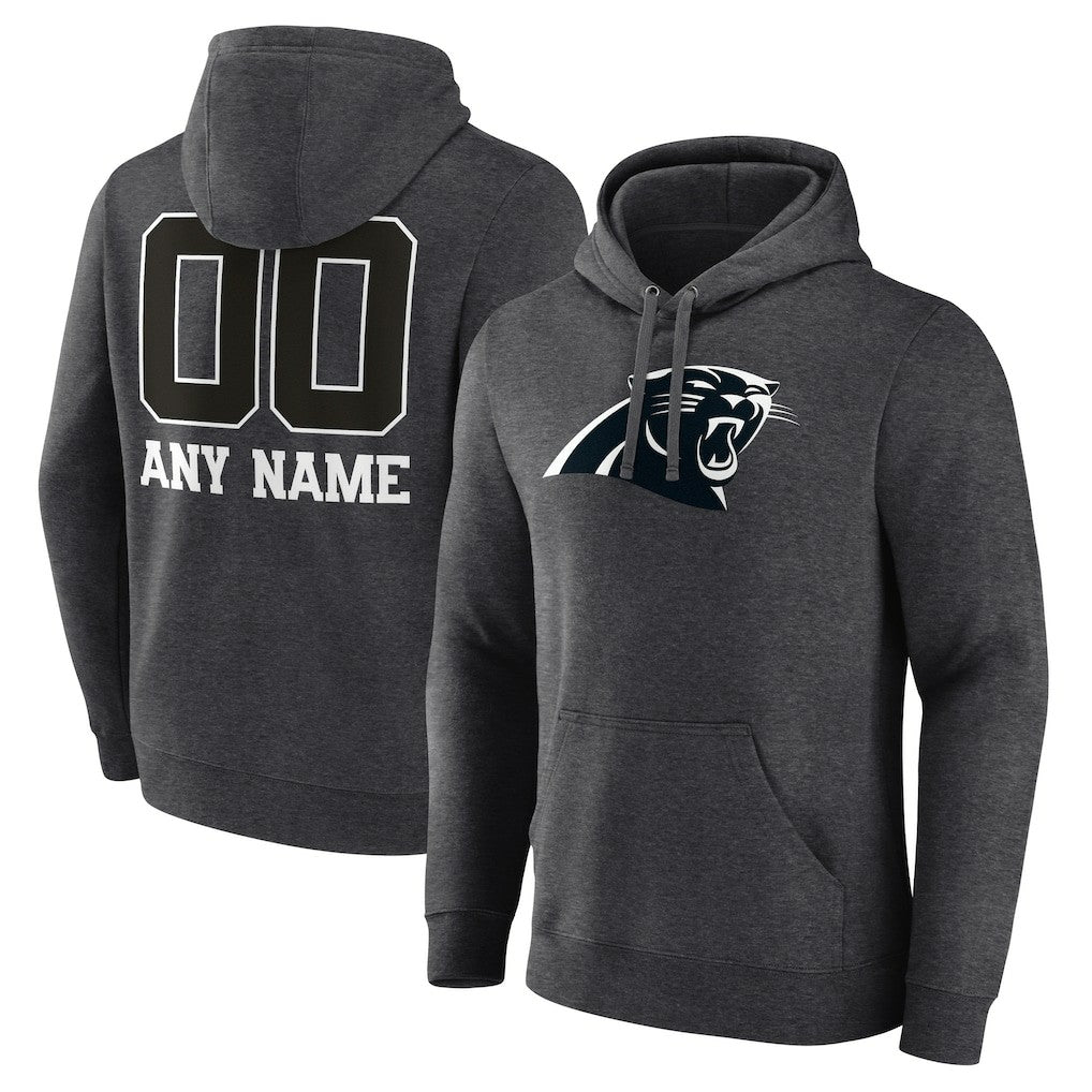 Carolina Panthers Personalized Name & Number Monochrome Pullover Hoodie Charcoal | NFL