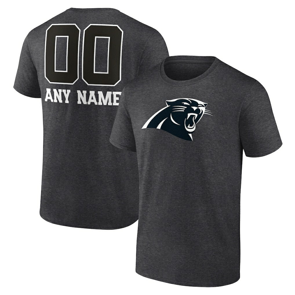 Carolina Panthers Personalized Name & Number Monochrome T-Shirt Charcoal | NFL
