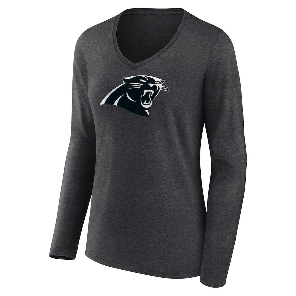Carolina Panthers Women's Personalized Name & Number Monochrome V-neck T-Shirt Charcoal | NFL