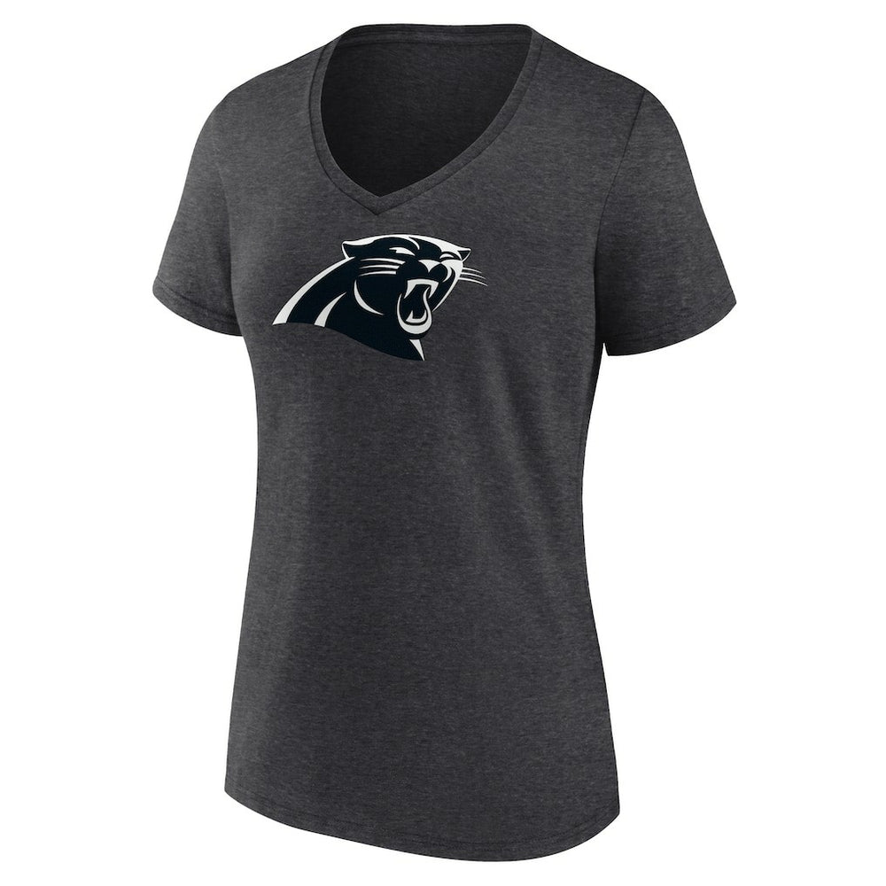 Carolina Panthers Women's Personalized Name & Number Monochrome V-Neck Long Sleeve T-Shirt Charcoal | NFL