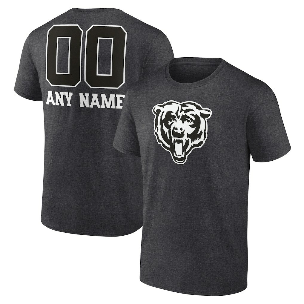 Chicago Bears Personalized Name & Number Monochrome T-Shirt Charcoal | NFL