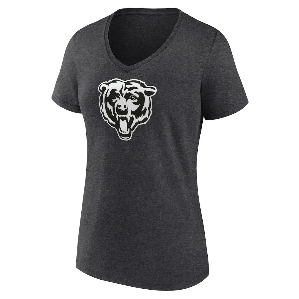 Chicago Bears Women's Personalized Name & Number Monochrome V-Neck Long Sleeve T-Shirt Charcoal | NFL