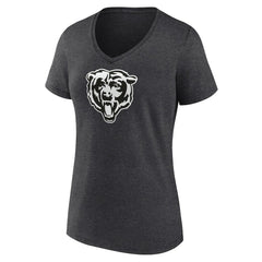 Chicago Bears Women's Personalized Name & Number Monochrome V-Neck Long Sleeve T-Shirt Charcoal | NFL
