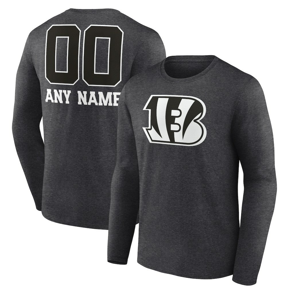 Cincinnati Bengals Personalized Name & Number Monochrome Long Sleeve T-Shirt Charcoal | NFL