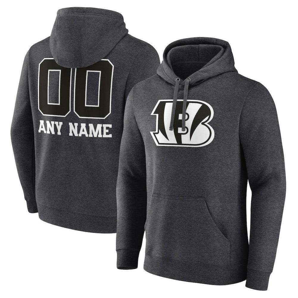Cincinnati Bengals Personalized Name & Number Monochrome Pullover Hoodie Charcoal | NFL